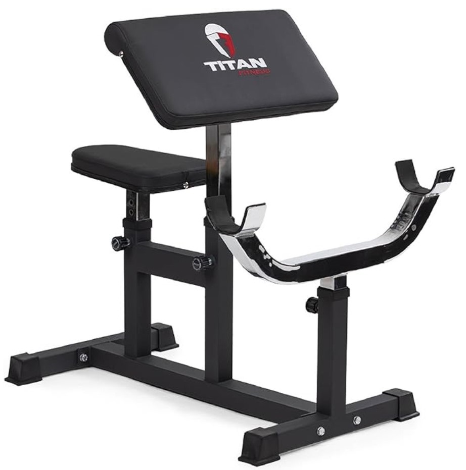 Titan Fitness Adjustable Arm Preacher Curl Weight Station